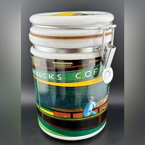 Starbucks Chaleur Nighthawks diner scene ceramic coffee canister. 8”H